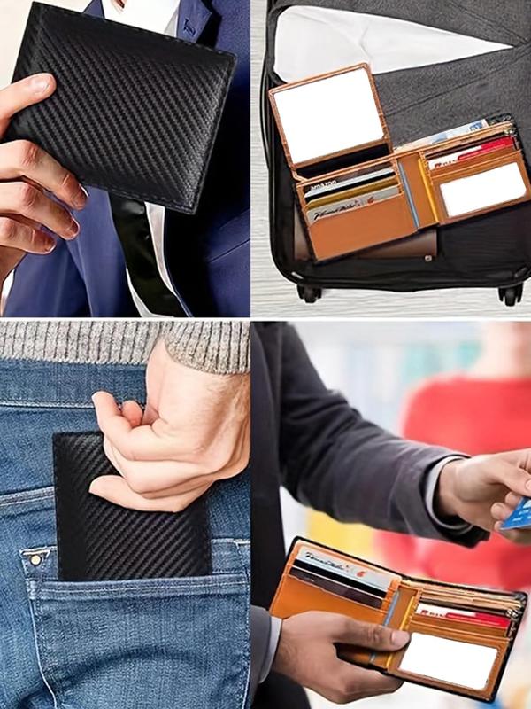 Men's Casual Plain Color Zipper Fold Rfid Wallet, 2024 New Style Multi Card Slot Card Holder, Fashionable Wallet for Daily Travel Work Commute