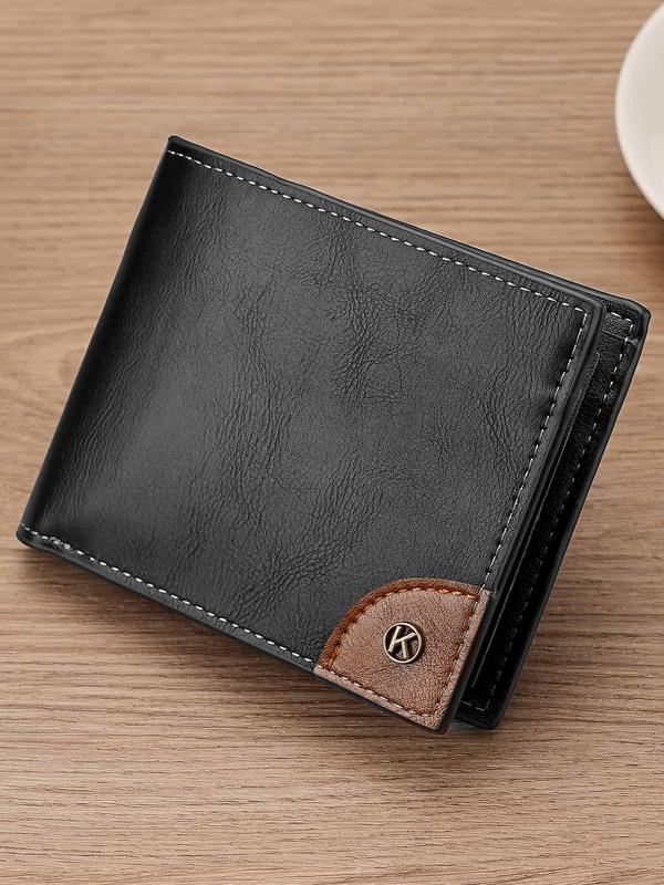 Men's Simple Plain Pu Leather Zipper Short Wallet, Casual Business Card Holder, Trendy Card Slots Wallet for Men As Gift