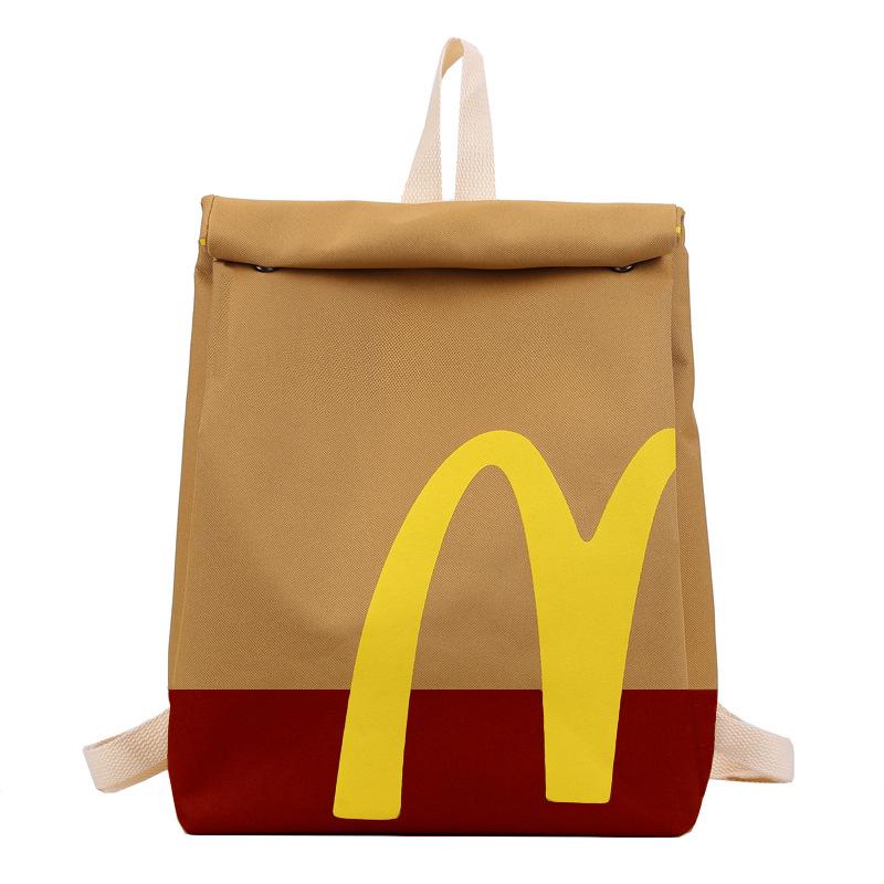 McDonald's Retro Large Capacity Backpack Canvas Backpack Can Be Matched with Hamburger Fries Keychain