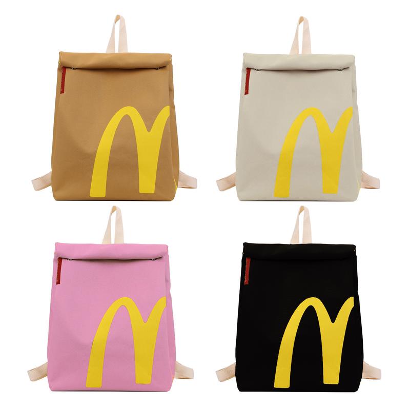 McDonald's Retro Large Capacity Backpack Canvas Backpack Can Be Matched with Hamburger Fries Keychain