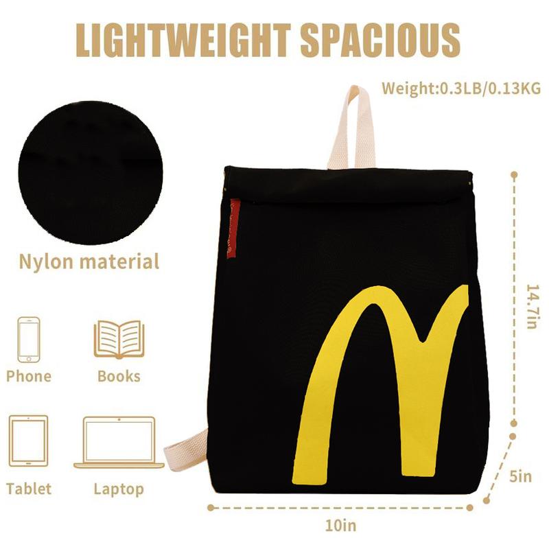 McDonald's Retro Large Capacity Backpack Canvas Backpack Can Be Matched with Hamburger Fries Keychain