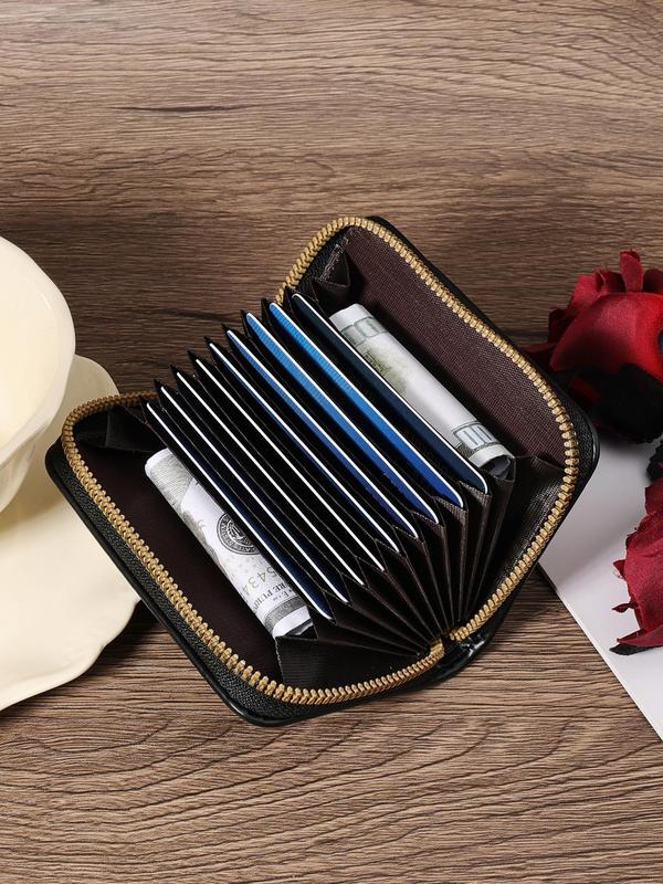 Fashion Letter Pattern Zipper Around Card Holder, Casual Versatile Multi Slot Card Wallet, Simple All-match Bag for Daily Life