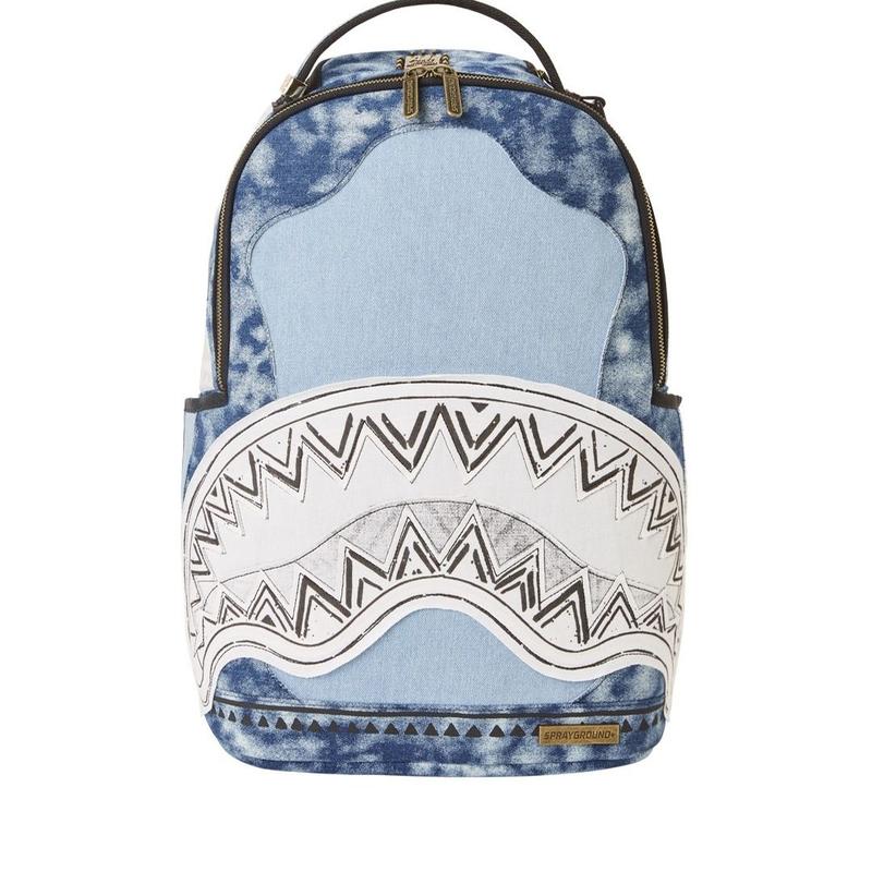 Out-of-Print Retro Do the Old Cowboy Stitching Shark Mouth Fashion Casual Trend Backpack Male and Female Middle School Student Schoolbag