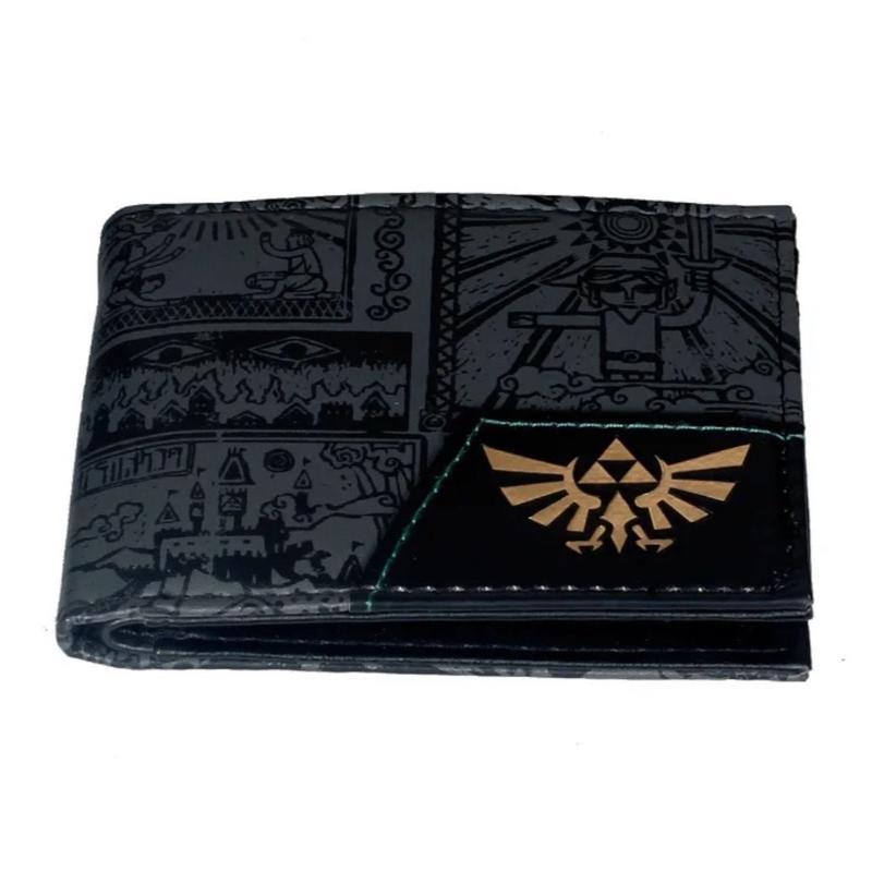 Zelda Logo Wallet - Triforce Golden Goddesses Power Symbol Link Game - Anime Pu Leather Wallet Picture Print Design Cash Credit Card Bifold - Blue Eye Symbol