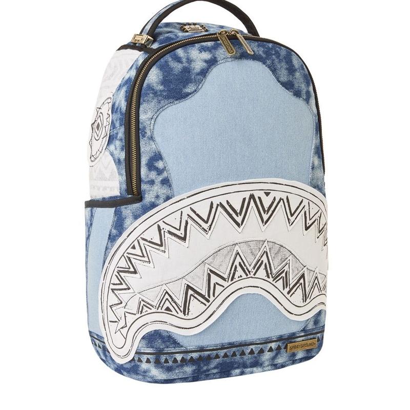 Out-of-Print Retro Do the Old Cowboy Stitching Shark Mouth Fashion Casual Trend Backpack Male and Female Middle School Student Schoolbag