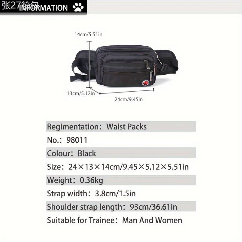 1pc Durable Waterproof Men's Multifunctional Waist Bag, Large Capacity Casual Outdoor Sports Chest Fanny Pack