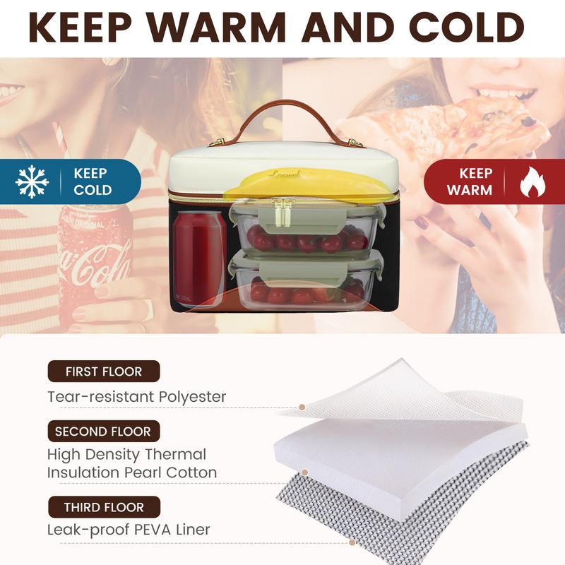 LOVEVOOK Christmas Insulated Lunch Box, Large Capacity Waterproof Lunch Tote with Adjustable Shoulder Strap, Perfect for Office, Picnics, and College, Gift for Christmas