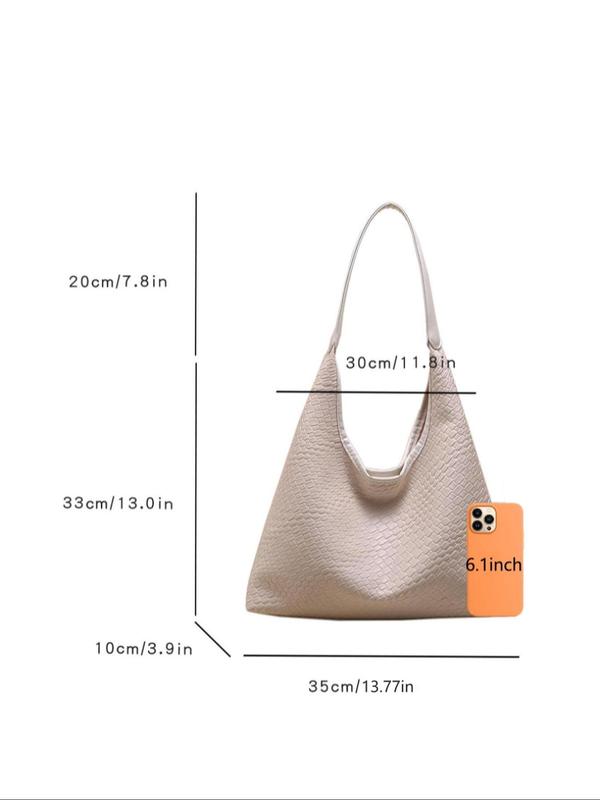 Women's Solid Braided Design Tote Bag, Fashionable Large Capacity Shoulder Bag for Work & Daily Used, Casual Trendy Versatile High-quality Daily Commuting Bag