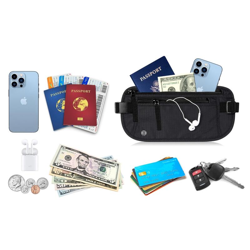 Super Slim RFID Protected Money Belt and Passport Holder For Travel card