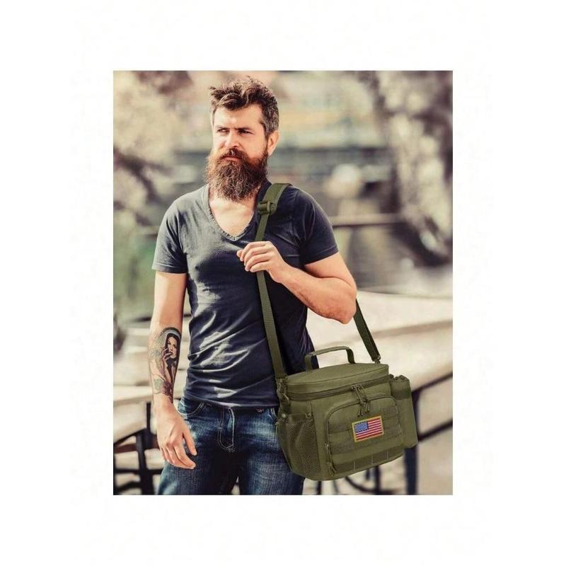 Tactical Lunch Box For Men, 12L Lunch Bag Adult, Up To 8 Hours Insulated Lunchbox, Large Durable Leakproof Cooler For Work Camping Fishing, Green