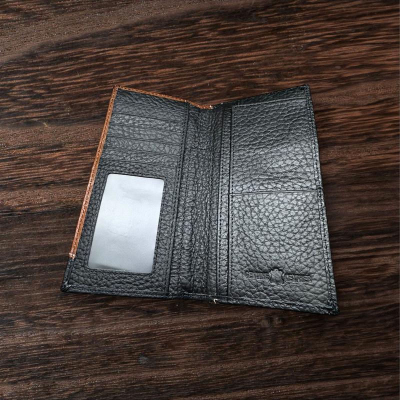 Western Stakes Leather Long Wallet Floral Embossed Tooled Bi Fold Soft Leather Texas Lonestar Concho Checkbook Style Cowboy Hand Crafted High End Mens Wallets Leather Gifts For Men tiktok viral