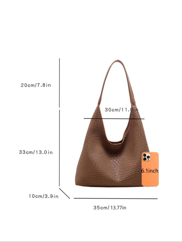 Women's Solid Braided Design Tote Bag, Fashionable Large Capacity Shoulder Bag for Work & Daily Used, Casual Trendy Versatile High-quality Daily Commuting Bag