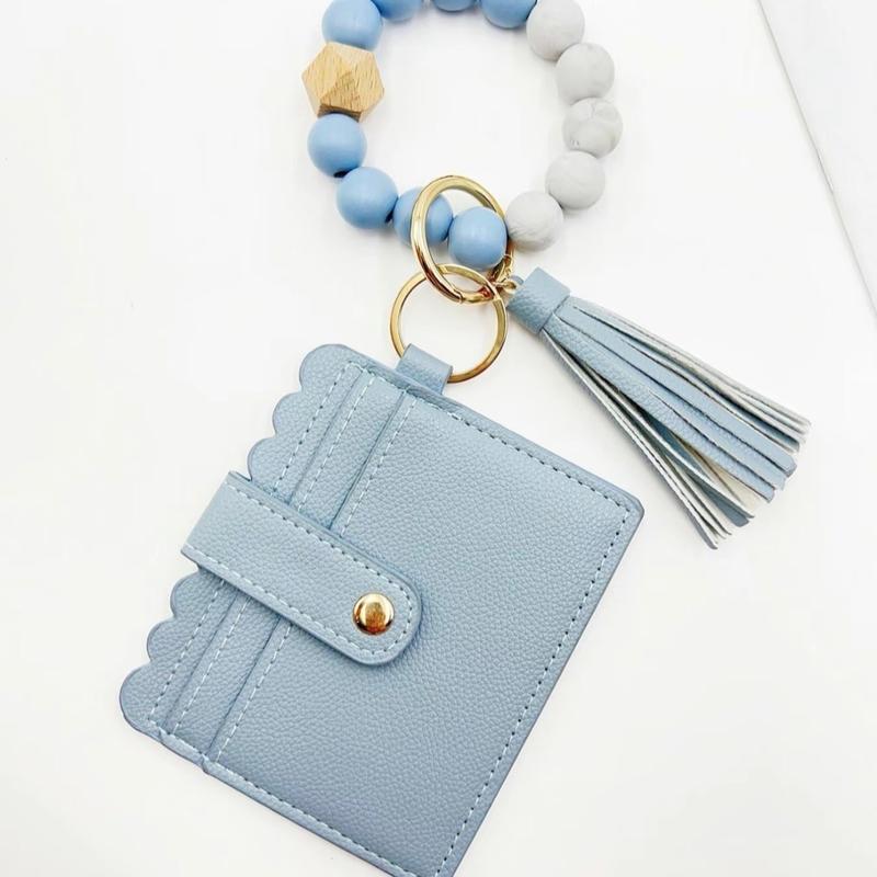 Wallet Wristlet with Silicone Bead Accessories