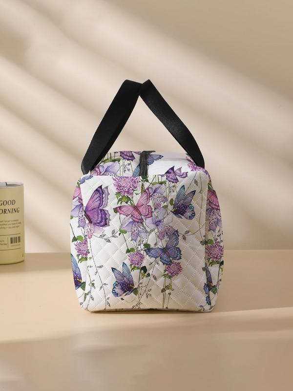 Floral & Butterfly Pattern Duffle Bag, Large Capacity Travel Bag, Portable Overnight Bag, Fashionable Travel Bag for Women & Men