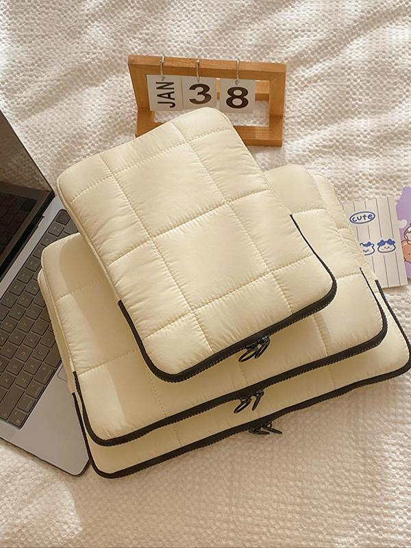 Solid Color Quilted Design Laptop Bag, Portable Shockproof Laptop Case, Fashionable Laptop Bag for Ipad Macbook Air Macbook