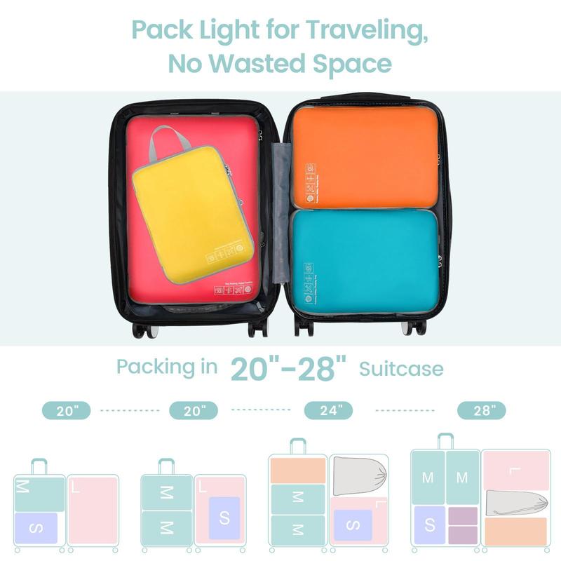 Compression Packing Cubes for Suitcases, 4 Set Travel Packing Organizers, Lightweight Luggage Suitcase Organizer Bags for Travel