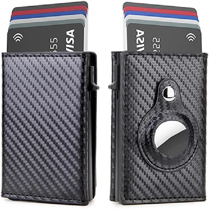 Portable Mens Wallet Card Holder LeatherBlack Friday free shipping, Thanksgiving Gift, Slim, Carbon Fiber, ID Window Cash Slot