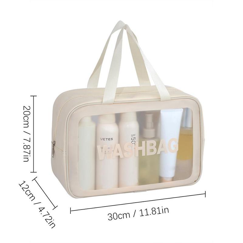 Large Capacity Semi Transparent Toiletry & Makeup Bag, Portable Travel Cosmetic Bag, Multifunctional Bath & Swimming Storage Bag, Christmas Gift