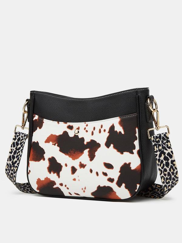 Cow Print Pu Leather Crossbody Bag, Casual Versatile Shoulder Bag for Women, Trendy All-match Commuter Bag for Daily Used