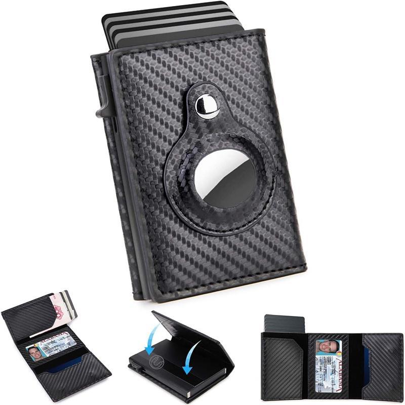 Portable Mens Wallet Card Holder LeatherBlack Friday free shipping, Thanksgiving Gift, Slim, Carbon Fiber, ID Window Cash Slot