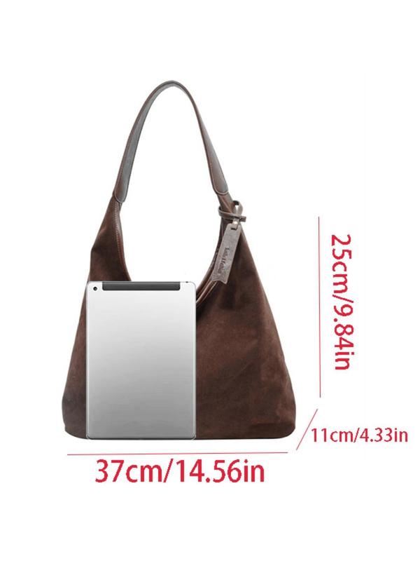 Women's Solid Color Suede Shoulder Bag, 2024 New Style Fashionable Casual Versatile Underarm Bag for Daily Travel Work Commute, Trendy All-match Commuter Bag