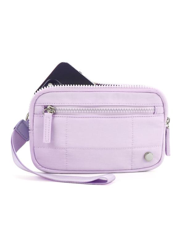 Women's Solid Color Zipper Wristlet, Fashionable PVC Clear Card Holder, Casual Versatile Clutch for Daily Used