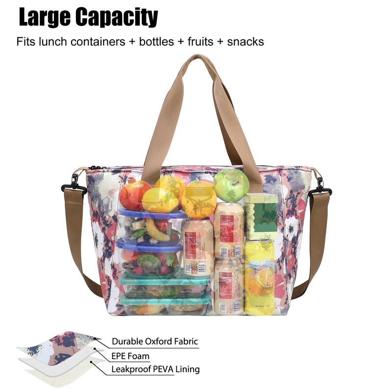 MIER Fashion&Insulated Lunch Bag,With Shoulder Strap Leakproof Cooler Tote Bag,Office,College,Outing,Picnics,Beach,Camping And Traveling