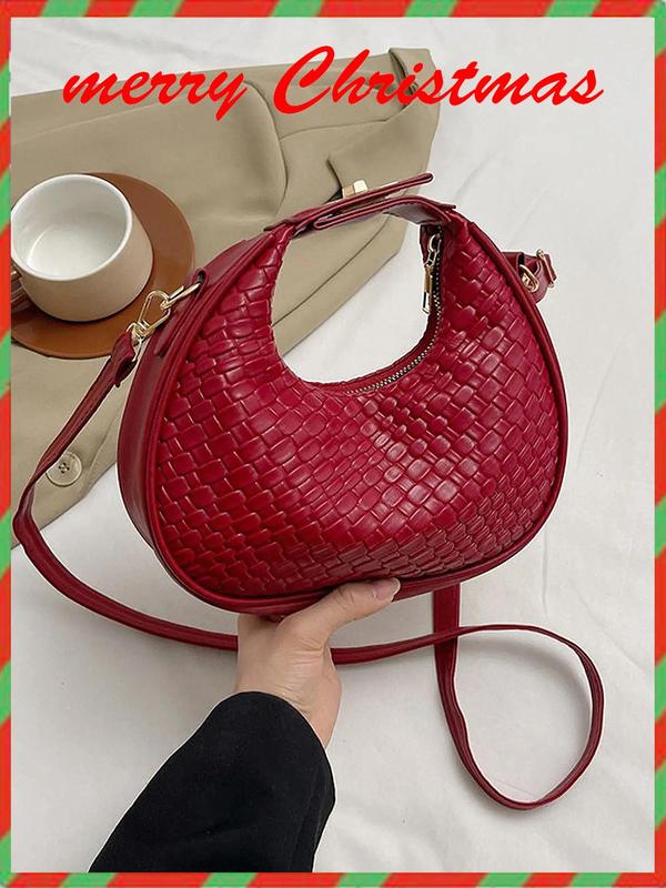 Women's Elegant Braid Pattern Handbag, 2024 New Style Fashionable Zipper Shoulder Bag for Daily Used, Casual Trendy Versatile High-quality Daily Commuting Bag