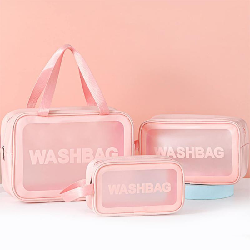 Portable Makeup Bag, 1 Count Large Capacity Travel Cosmetic Storage Bag, PVC Waterproof Toiletry Bag