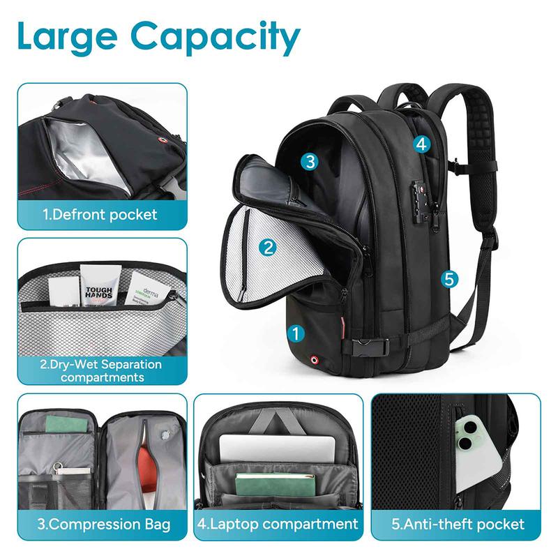 Black Friday Sales, 55L Expandable Vacpack Backpack, Vacuum Seal Backpack Travel, Vacuum Compression Bags for Travel, Air back Backpack with Lock, Travel Airbag Backpack with Portable Electic Pump