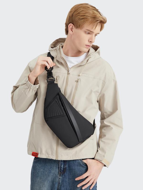 Men's Casual Plain Zipper Belt Bag, Fashionable Chest Bag for Daily Used, Casual Trendy Versatile High-quality Daily Commuting Bag