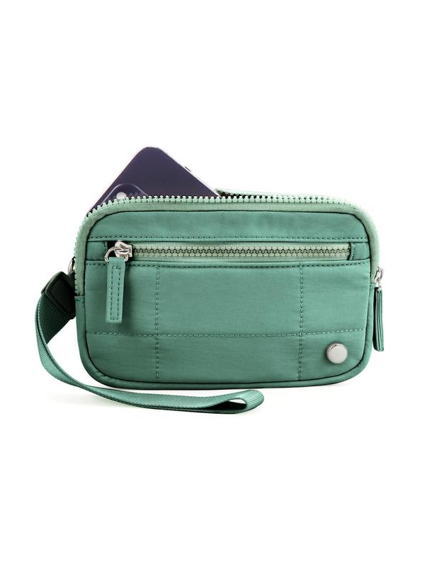 Women's Solid Color Zipper Wristlet, Fashionable PVC Clear Card Holder, Casual Versatile Clutch for Daily Used