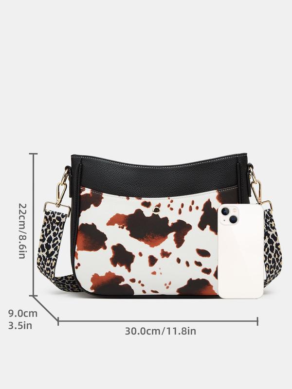 Cow Print Pu Leather Crossbody Bag, Casual Versatile Shoulder Bag for Women, Trendy All-match Commuter Bag for Daily Used