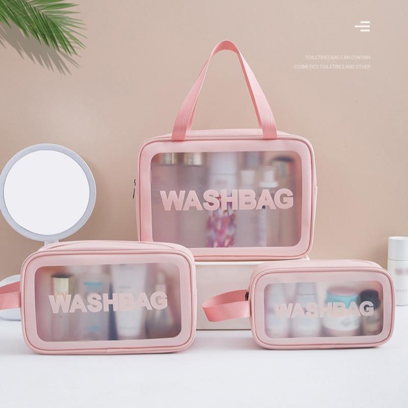 Portable Makeup Bag, 1 Count Large Capacity Travel Cosmetic Storage Bag, PVC Waterproof Toiletry Bag