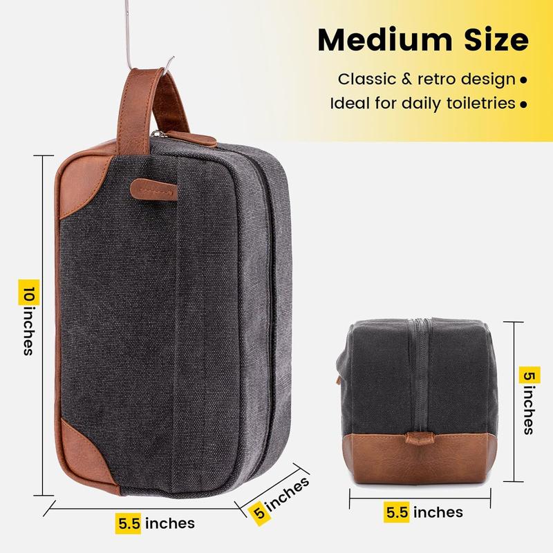 Toiletry Bag Hanging Dopp Kit for Men Water Resistant Canvas Shaving Bag with Large Capacity for Travel