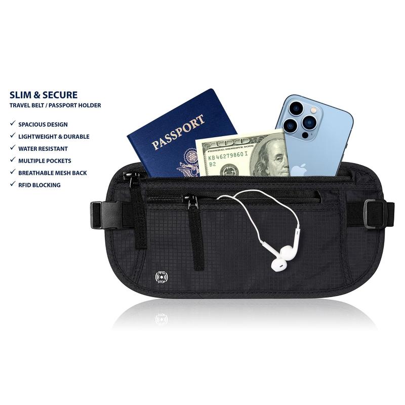 Super Slim RFID Protected Money Belt and Passport Holder For Travel card