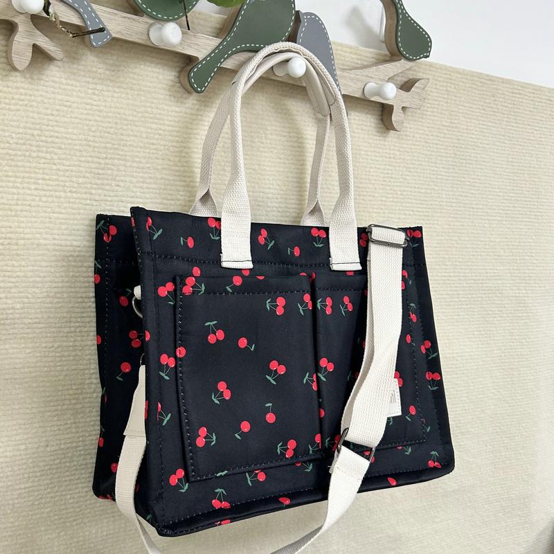 Summer Everything Tote Bag for Women - Daisy Flowret Cherry Pattern Work Bag, Makeup Bag, Everyday Bag - Trendy Versatile Work Tote Bag, Girl Large Beach Bags