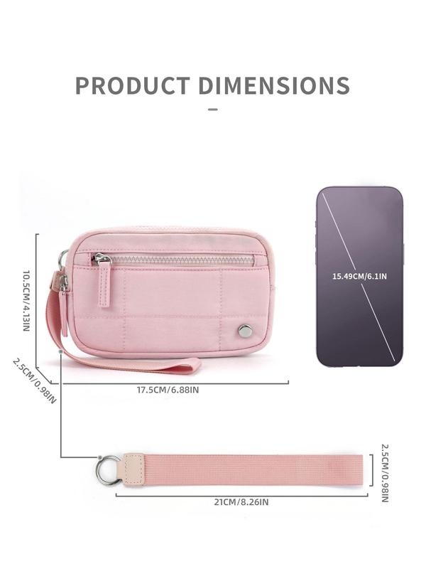 Women's Solid Color Zipper Wristlet, Fashionable PVC Clear Card Holder, Casual Versatile Clutch for Daily Used