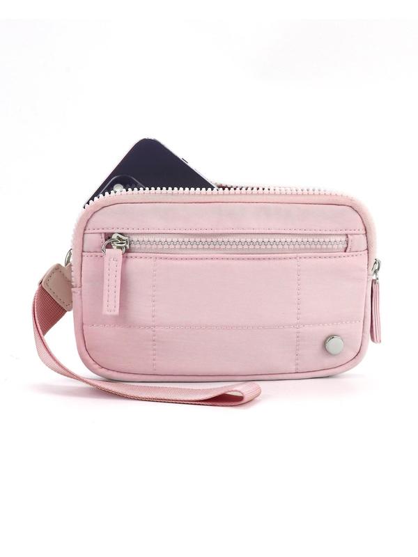 Women's Solid Color Zipper Wristlet, Fashionable PVC Clear Card Holder, Casual Versatile Clutch for Daily Used