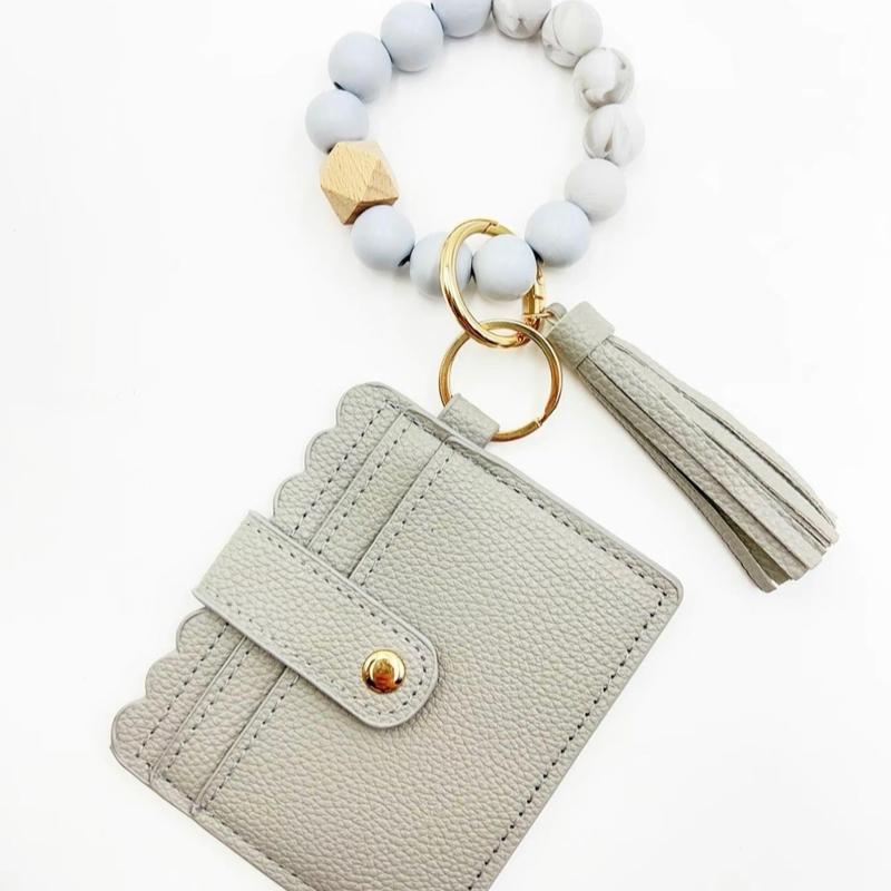 Wallet Wristlet with Silicone Bead Accessories