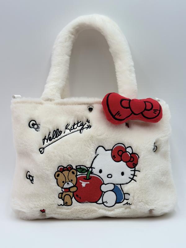 White Christmas  kitty tote bag with shoulder straps