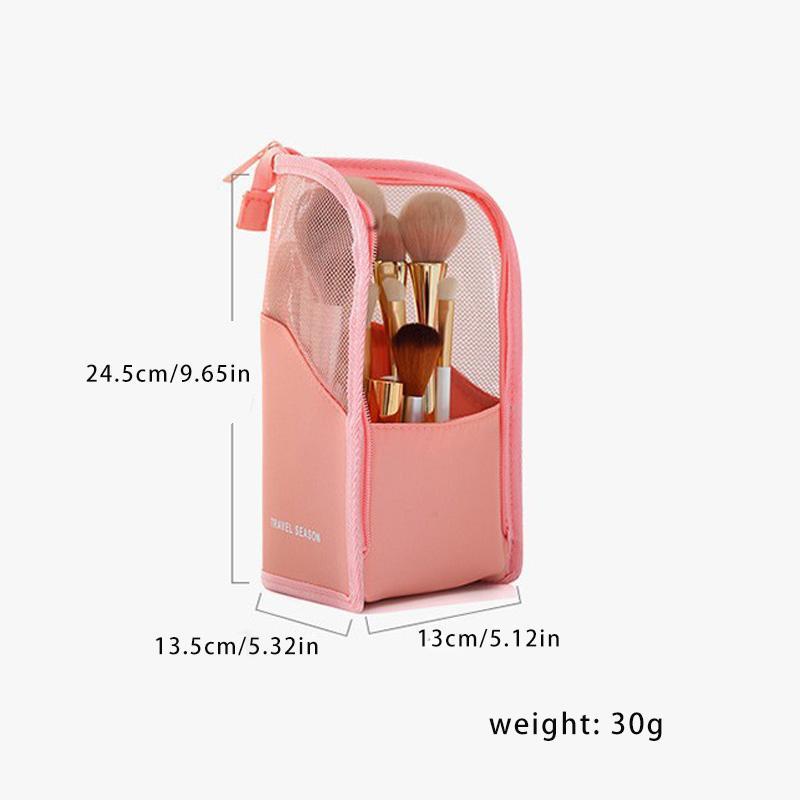 Portable Makeup Brush Bag with Zipper, Travel Cosmetics Storage Bag, Fashion Makeup Tools for Women & Girls, Travel Item Organizer