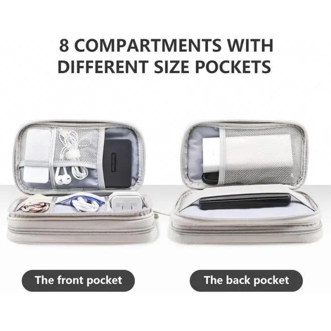 Travel Cable Organizer, Double Layers Portable Waterproof Pouch, Electronic Accessories Storage Case for Cable, Cord, Charger, Phone, Earphone