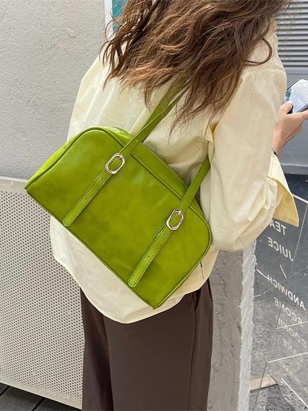 Women's Trendy Pu Leather Tote Bag, Summer Casual Large Capacity Vintage Shoulder Bag, Zipper Retro Shoulder Luxury Designer Clutch Bag for Women Daily