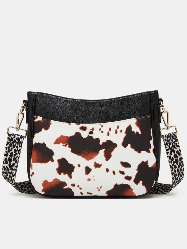 Cow Print Pu Leather Crossbody Bag, Casual Versatile Shoulder Bag for Women, Trendy All-match Commuter Bag for Daily Used