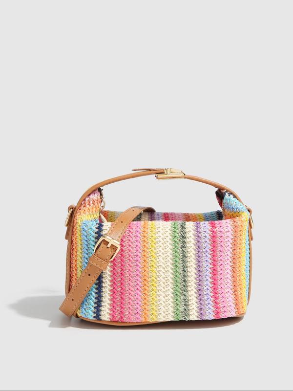 Women's Summer Fashionable Straw Crossbody Bag for Gift, Casual Versatile Braided Shoulder Bag for Daily Used, Trendy All-match Bag for Commute, Fall Outfits, Earthtone Fall Freshness