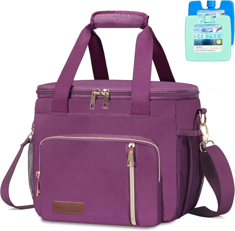 Insulated Lunch Bags for Women Men Lunch Bags Large Lunch Box Leakproof Soft Cooler Tote Bag (Purple, 12L)