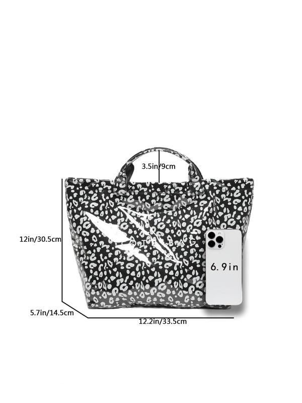 Fashion Leopard Pattern Tote Bag, Large Capacity Handbag for Women, Casual Trendy Versatile High-quality Daily Commuting Bag, Girl Fashionable Shopping Bag