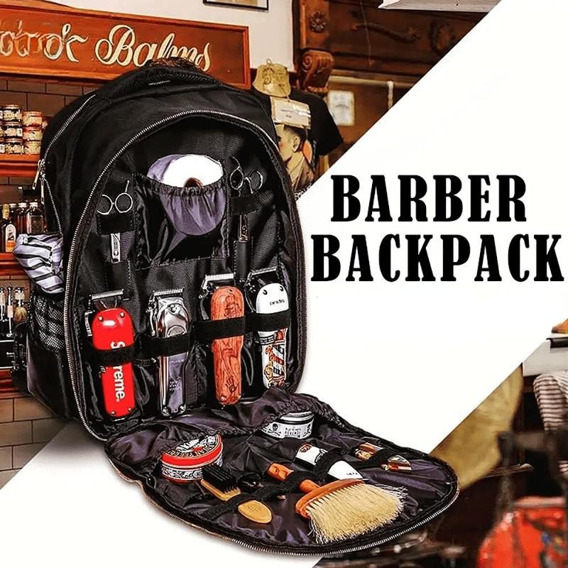 HORIZON  Black Striped Hairdressing Package, Barber Backpack Storage Bag, Suitable For Barbers And Supplies, Makeup Tools Organizer, Backpack