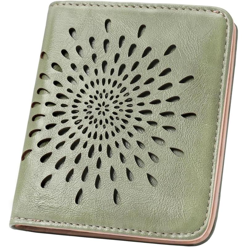 Womens Wallet, Slim Small Wallet for Women RFID Wallet Women Sunflower Leather ID Credit Card Holder whit Zipper Coin Pocket Bifold Compact Wallet